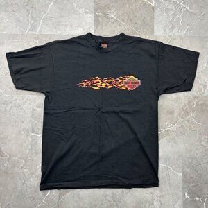VINTAGE HARLEY DAVIDSON FLAMES GRAPHIC TEE MENS XL SHORT SLEEVE PITTSBURGH Y2K